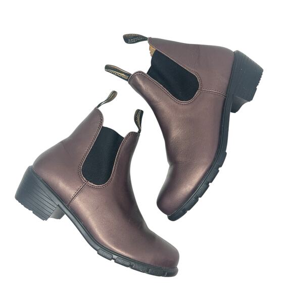 Blundstone Shoes - Blundstone Heeled Boots 1963 Chelsea Leather Copper Bronze Rose Gold Size US 10